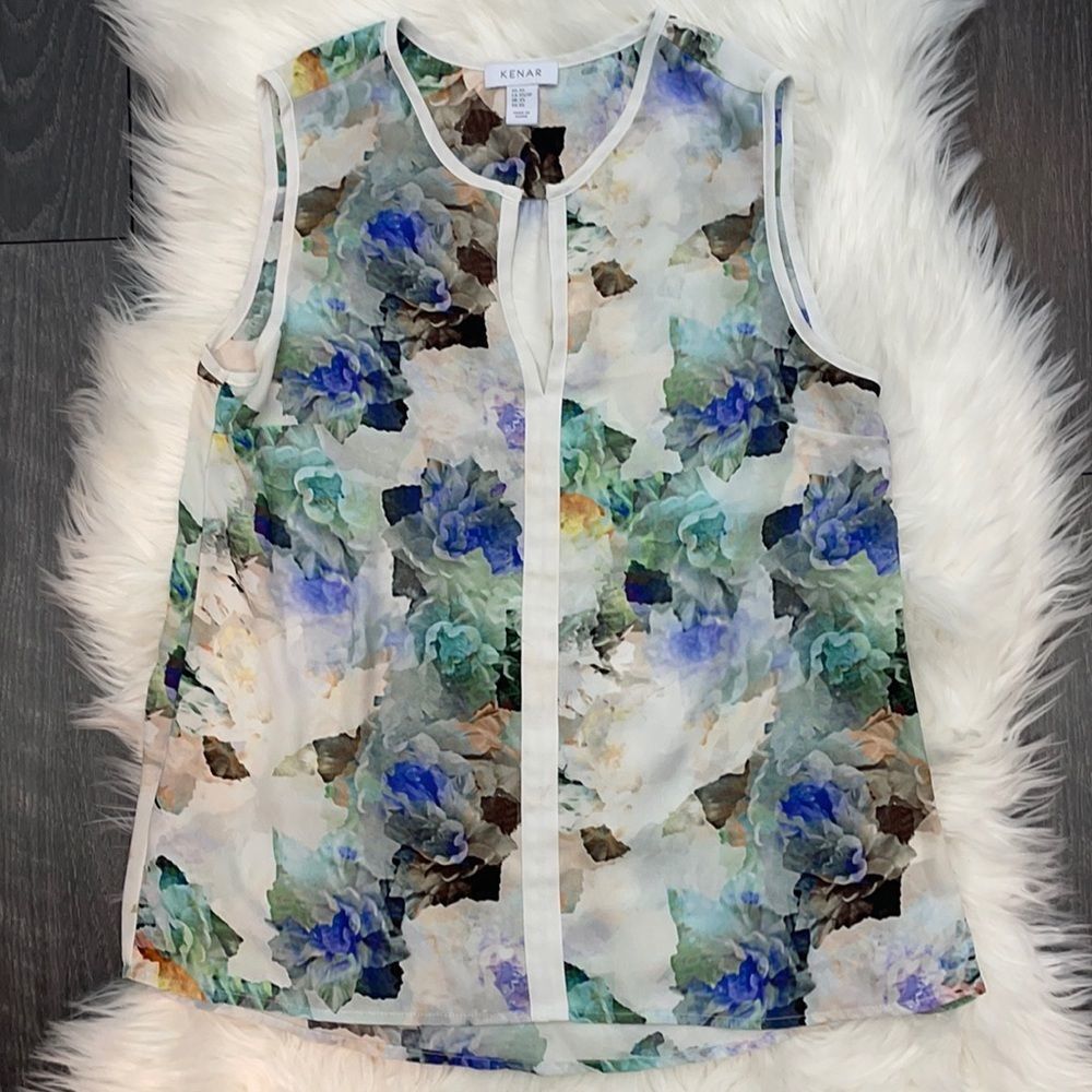 KENAR Vintage Women’s Floral Sleeveless Blouse XS - Picture 10 of 11